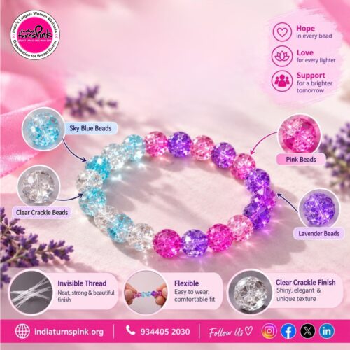 11:11 Pink & Lavender Glass Bead Bracelet