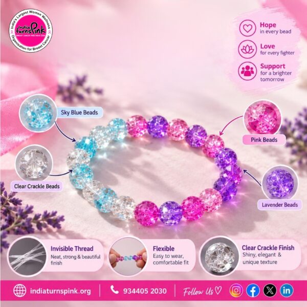 11:11 Pink & Lavender Glass Bead Bracelet