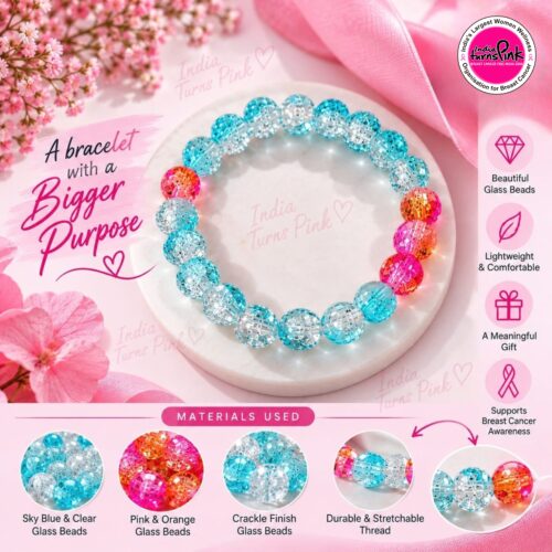Pink & Blue Purpose Glass Bead Bracelet